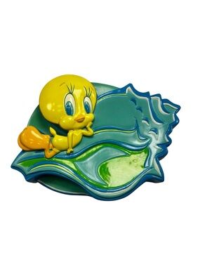 Vintage 1998 Looney Tunes Tweety Bird Resin Soap Dish / Trinket Tray Warner Bros